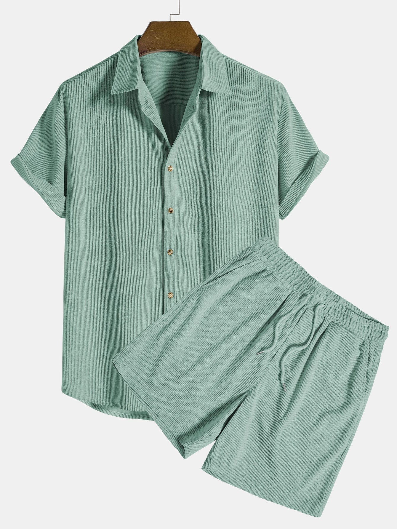 Primadon Sets Grün / S Karo | lässiges Shorts-Set für Herren Sommer
