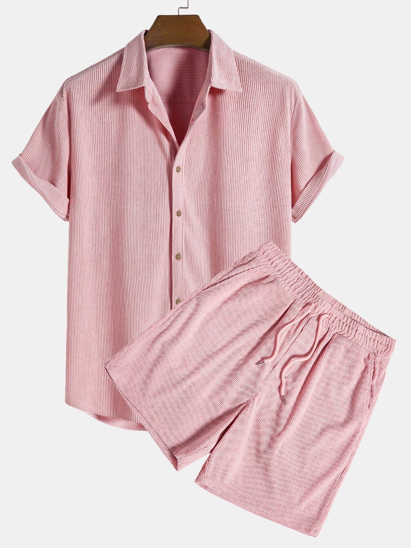 Primadon Sets Hellrosa / S Karo | lässiges Shorts-Set für Herren Sommer