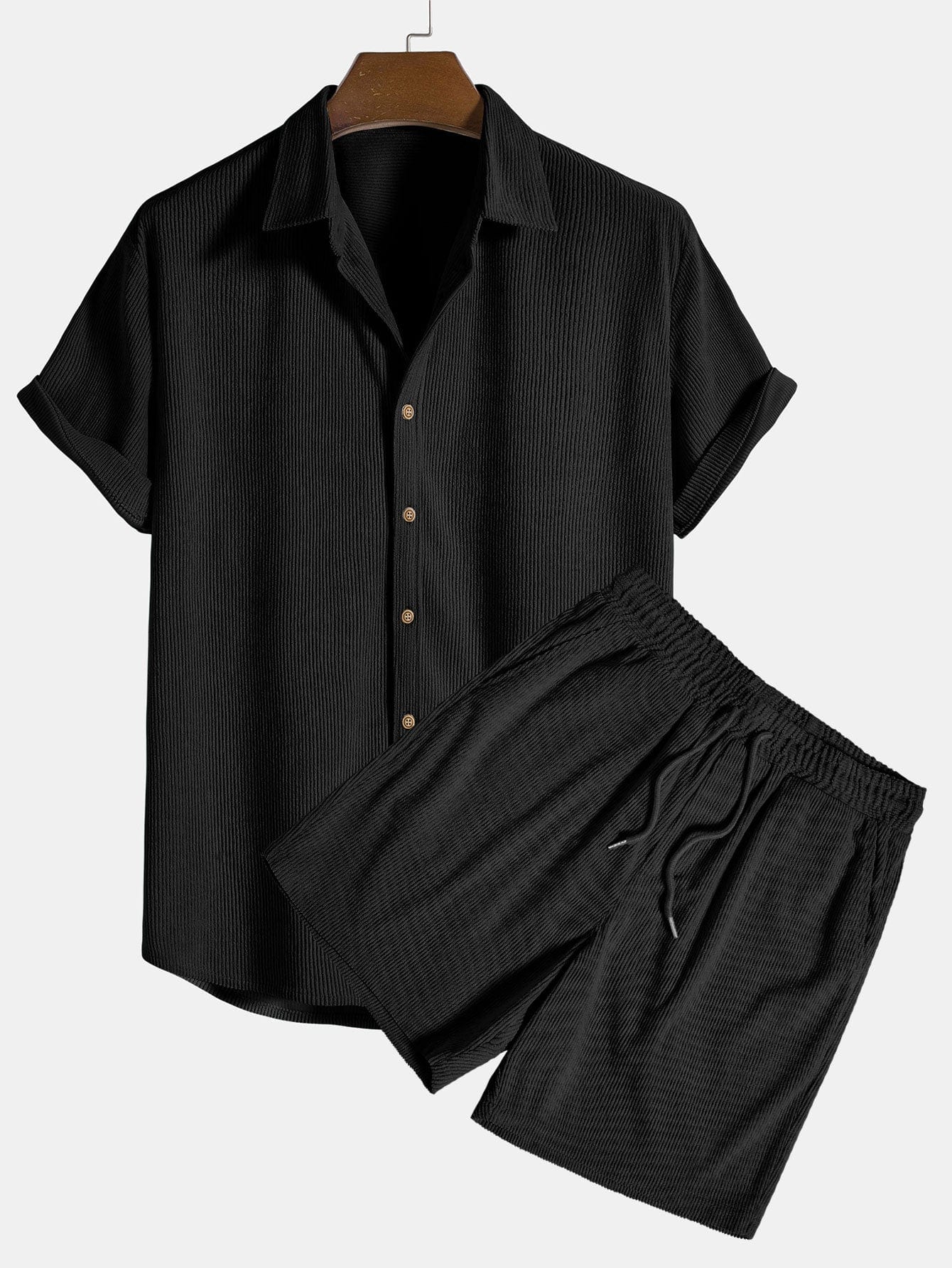 Primadon Sets Schwarz / S Karo | lässiges Shorts-Set für Herren Sommer