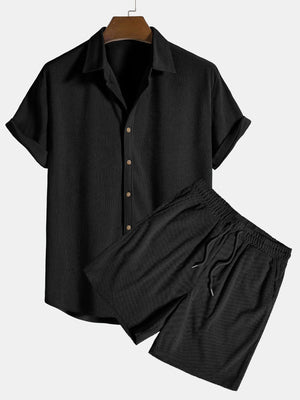 Primadon Sets Schwarz / S Karo | lässiges Shorts-Set für Herren Sommer