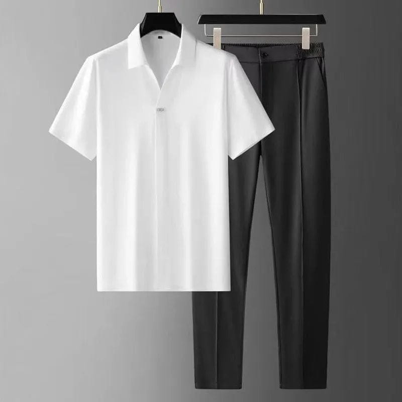 Primadon Sets Weiß / S Duke | Atmungsaktives Herren Set aus Eis-Seide Sommer