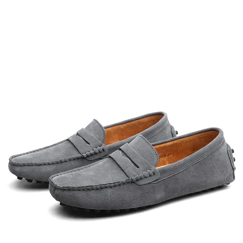 Primadon Slipper Grau / 38 Svend | Elegante Loafer Schuhe für Herren Braun Leder