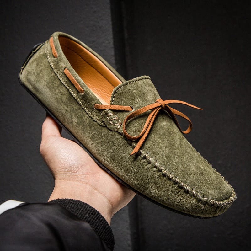 Primadon Slipper Grün / 37.5 Fabio | Elegante Wildleder Mokassins für Herren Sommer