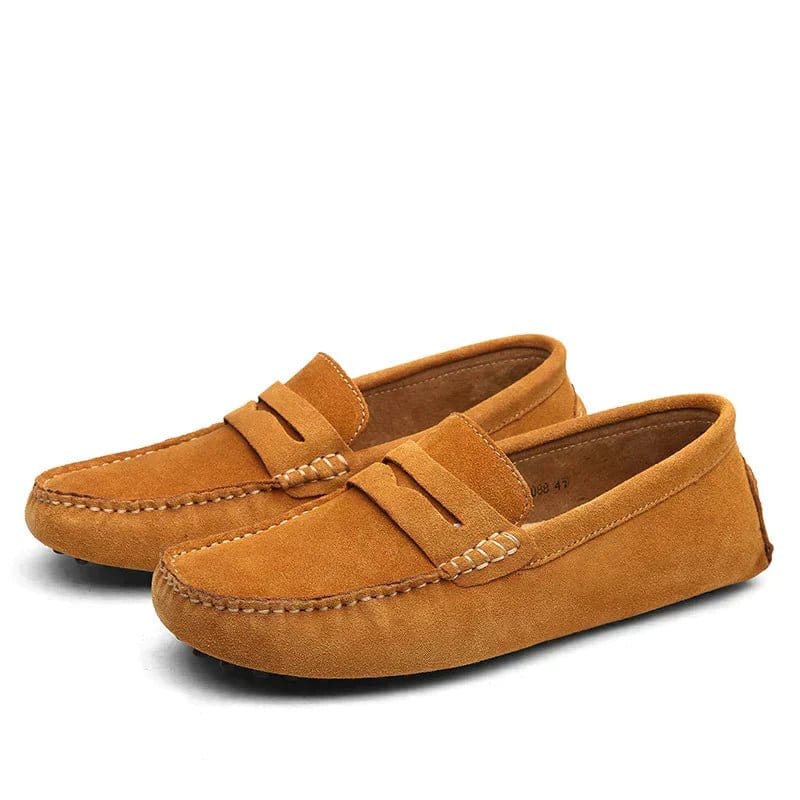 Primadon Slipper Hellbraun / 38 Svend | Elegante Loafer Schuhe für Herren Braun Leder