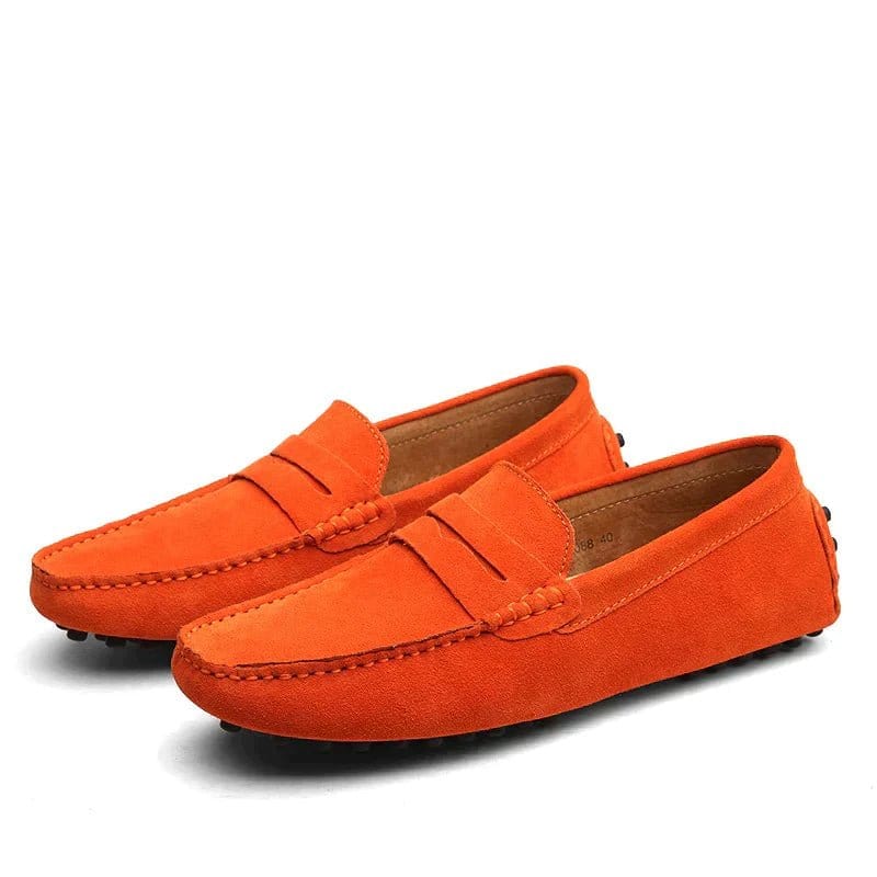 Primadon Slipper Orange / 38 Svend | Elegante Loafer Schuhe für Herren Braun Leder