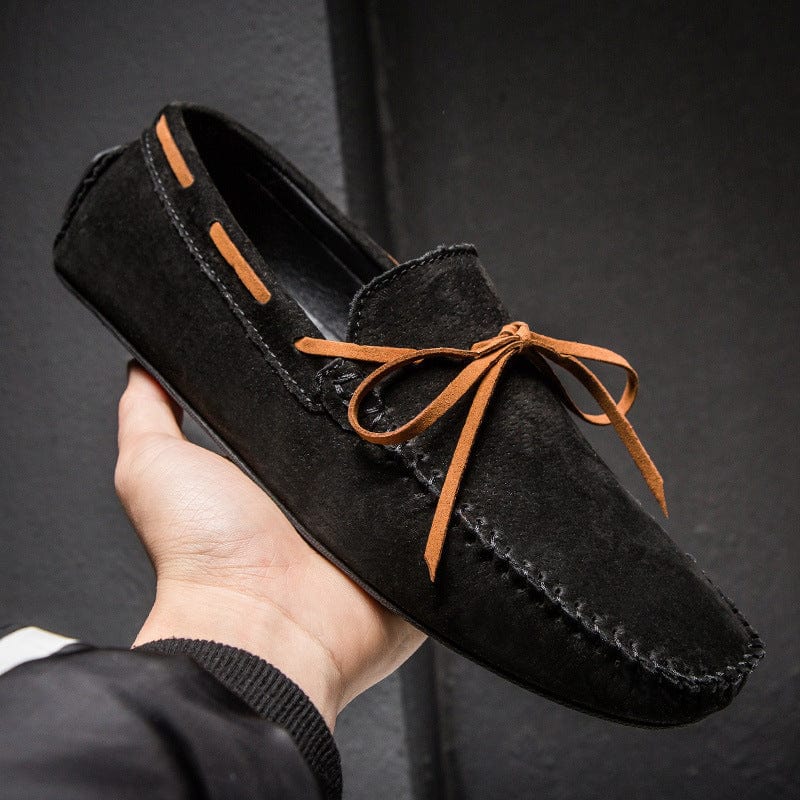 Primadon Slipper Schwarz / 37.5 Fabio | Elegante Wildleder Mokassins für Herren Sommer
