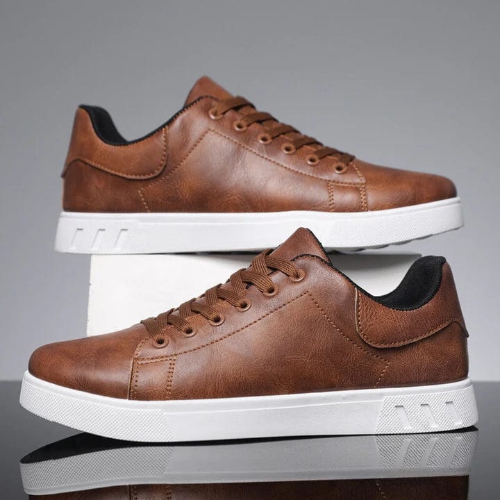 Primadon Sneaker Braun / 38.5 Lucien atmungsaktive Ledersneakers für Herren gepolstert