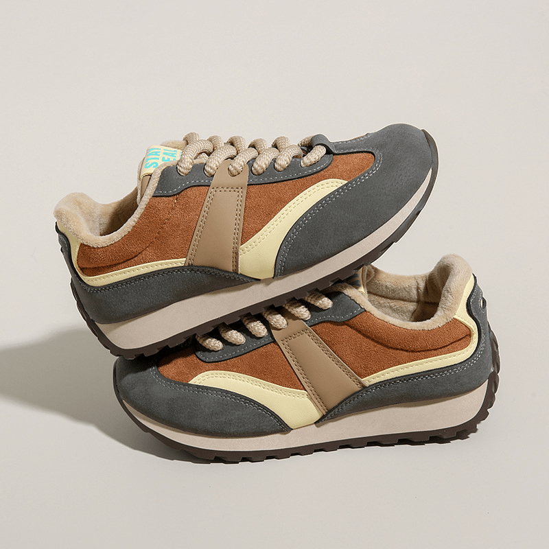 Primadon Sneaker Braun/Creme/Grau / 35 Rafaela stylische Retro Sneaker für Damen Wildleder