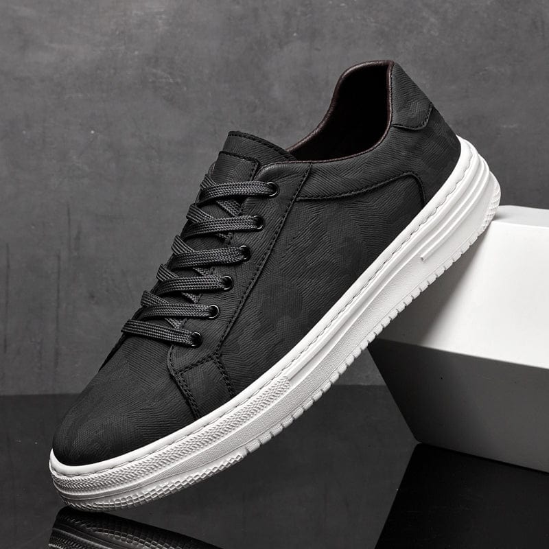 Primadon Sneaker Schwarz / 37.5 Fabian elegante Ledersneakers für Herren atmungsaktiv