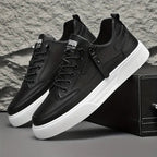 Primadon Sneaker Schwarz / 37.5 Simon elegante Leder-Sneakers für Herren mit Reißverschluss