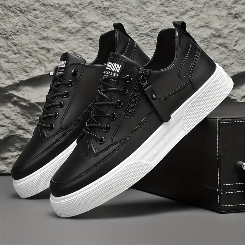 Primadon Sneaker Schwarz / 37.5 Simon elegante Leder-Sneakers für Herren mit Reißverschluss
