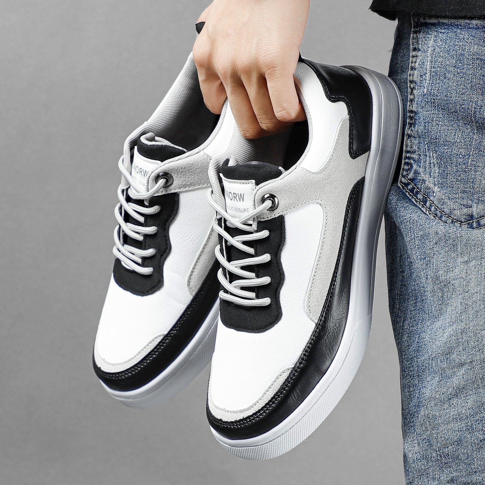 Primadon Sneaker Schwarz / 38.5 Julian elegante Leder-Wildleder Sneakers für Herren atmungsaktiv