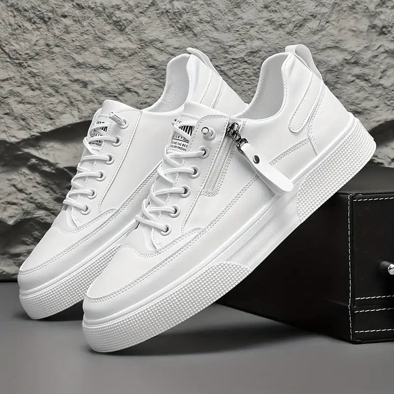 Primadon Sneaker Weiß / 37.5 Simon elegante Leder-Sneakers für Herren mit Reißverschluss