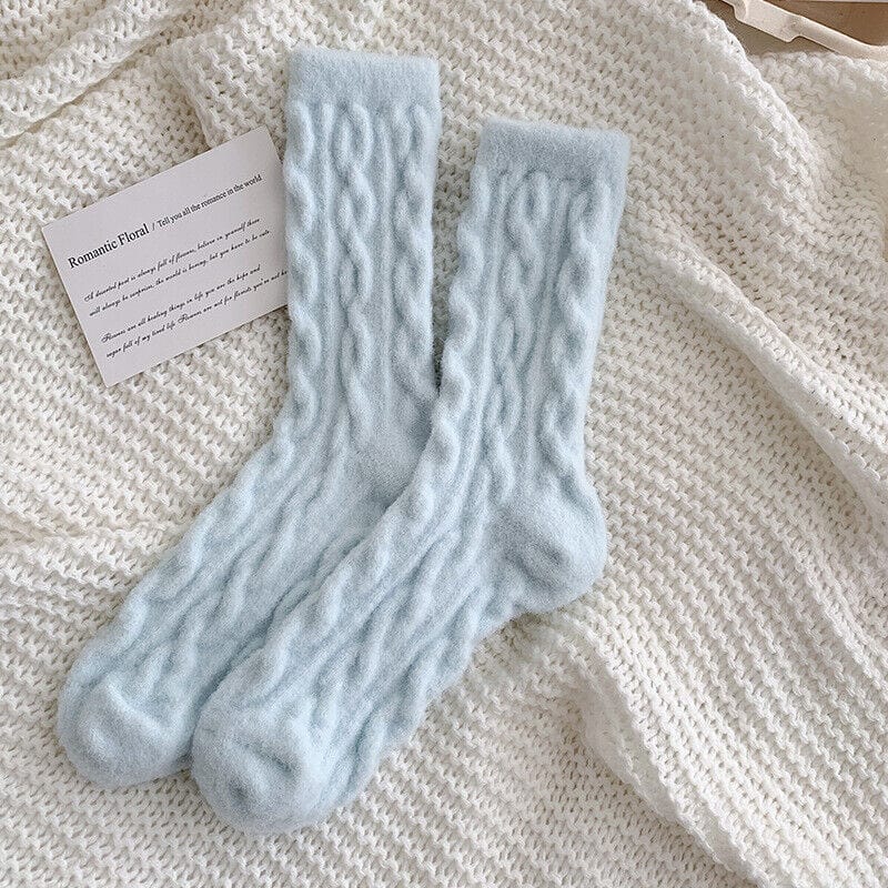 Primadon Socken Hellblau Jade | Flauschige Kuschelsocken für Damen Vintage