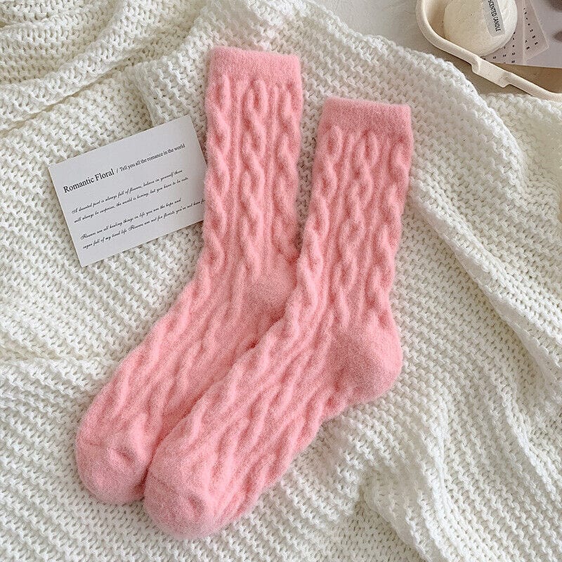 Primadon Socken Rosa Jade | Flauschige Kuschelsocken für Damen Vintage