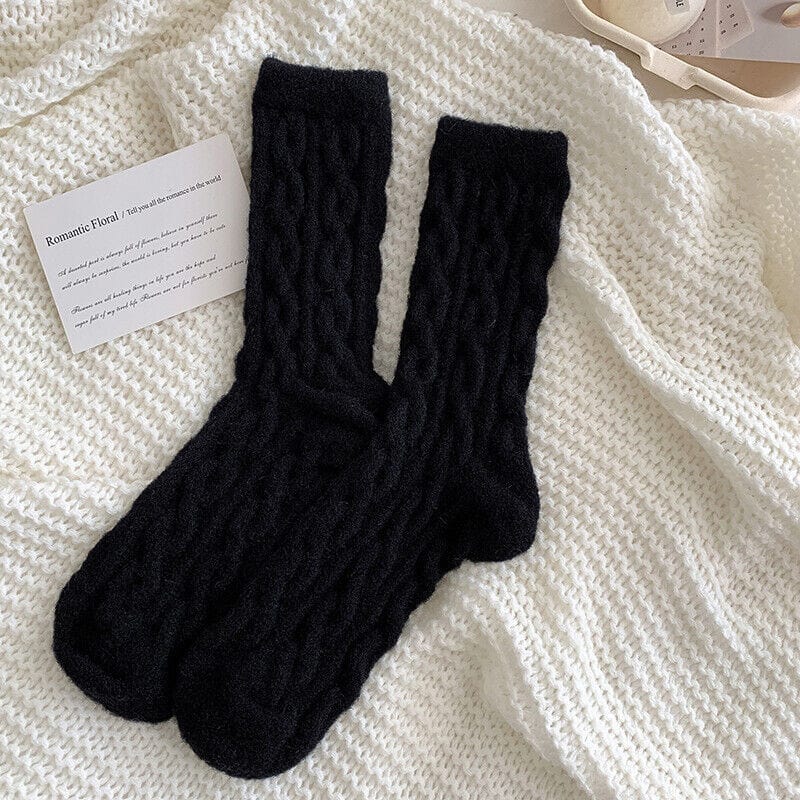 Primadon Socken Schwarz Jade | Flauschige Kuschelsocken für Damen Vintage
