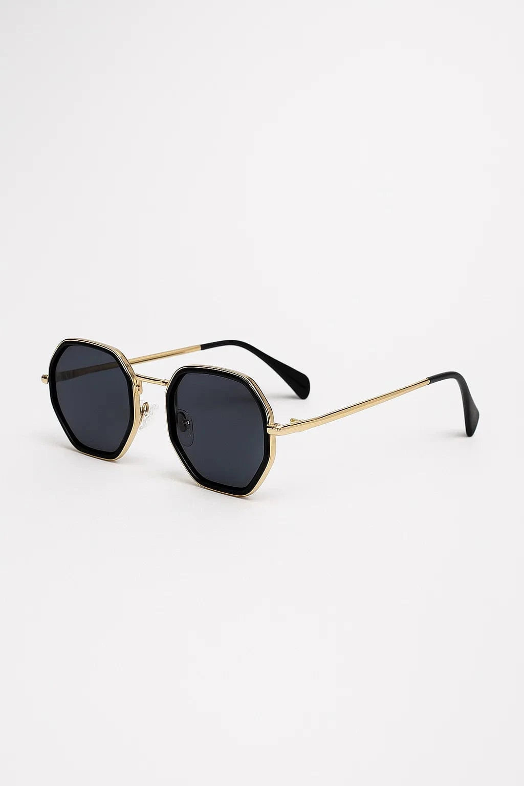 Primadon Sonnenbrillen Gold/Schwarz Salomo stylische Octagon-Sonnenbrille für UV-Schutz