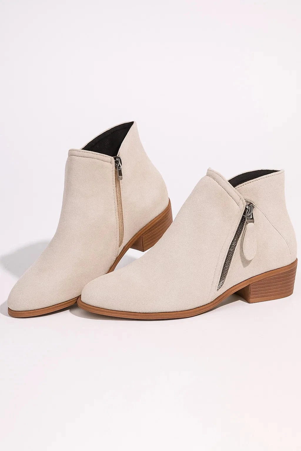 Primadon Stiefeletten Beige / 35 Ayla elegante Wildlederstiefeletten für Damen mit Reißverschluss