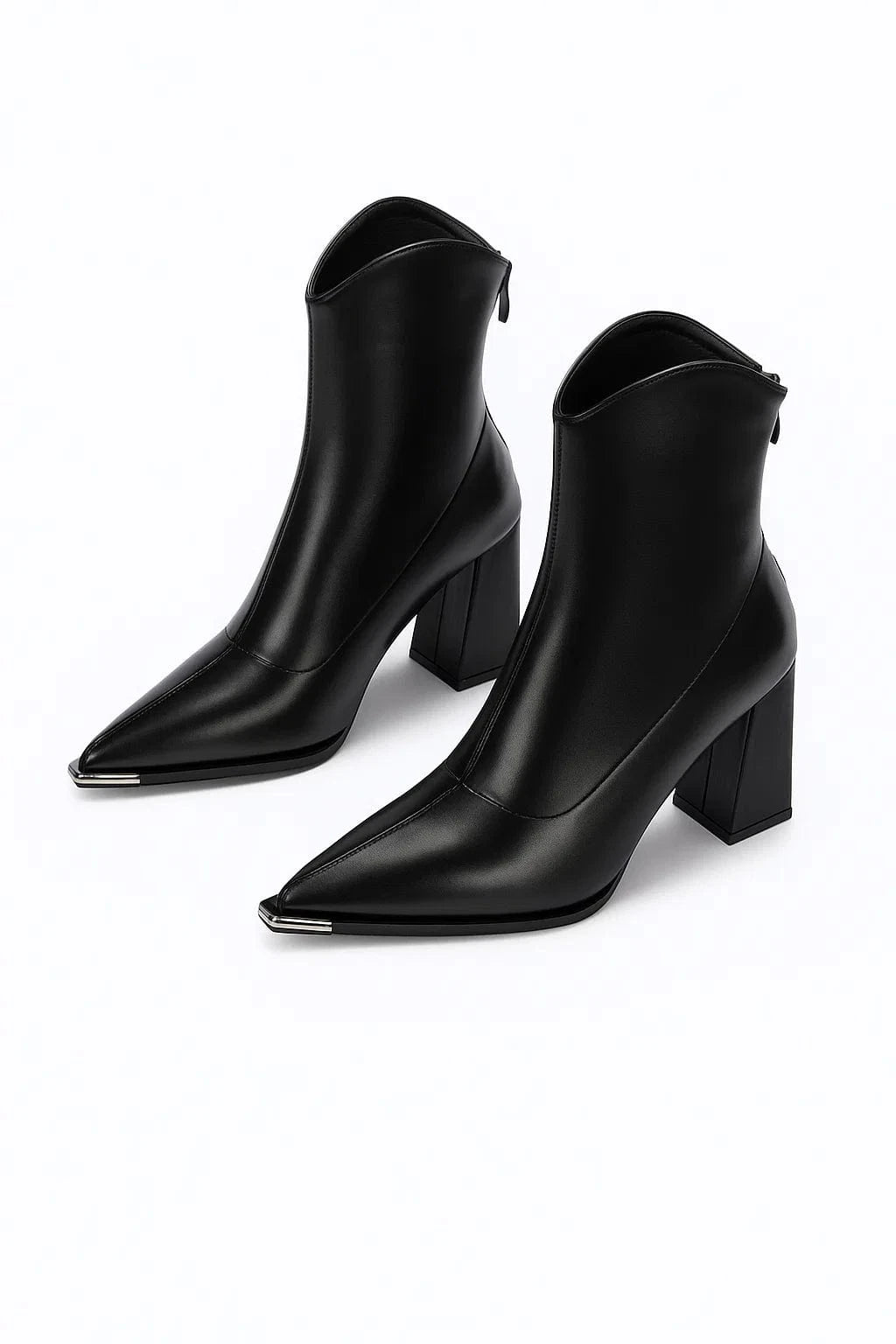 Primadon Stiefelkleider Schwarz / 35 Véronique elegante Lederstiefeletten für Damen mit Chromspitze