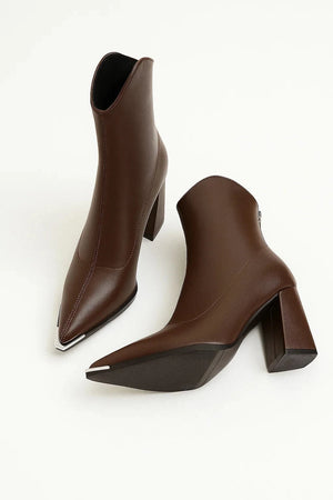 Primadon Stiefelkleider Véronique elegante Lederstiefeletten für Damen mit Chromspitze