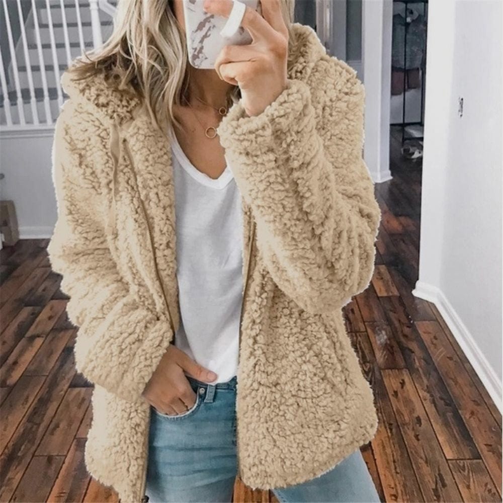 Primadon Strickjacken Beige / S Sofie Damen Cardigan | Weiches Fleece, Winterwarm