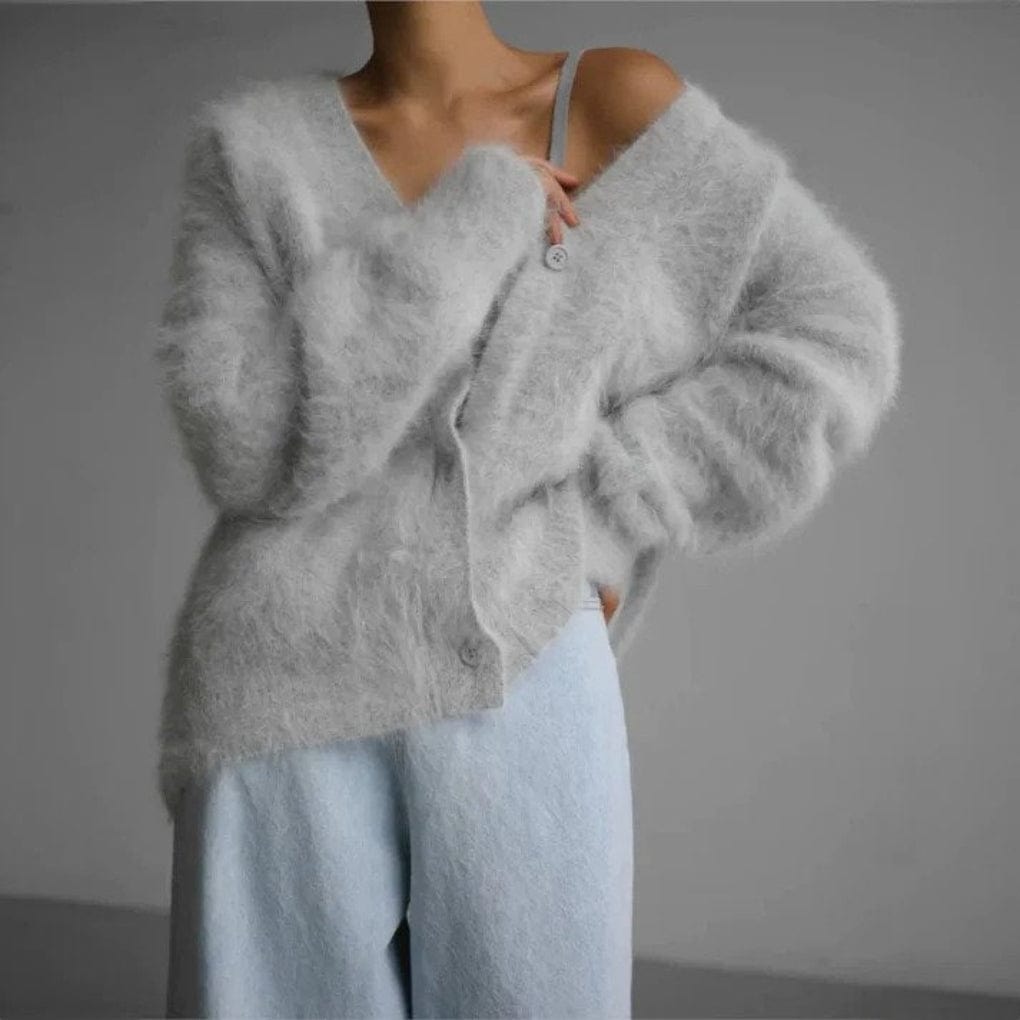Primadon Strickjacken Grau / S Eleganter Kaschmir Cardigan für Damen weich zeitlos vielseitig