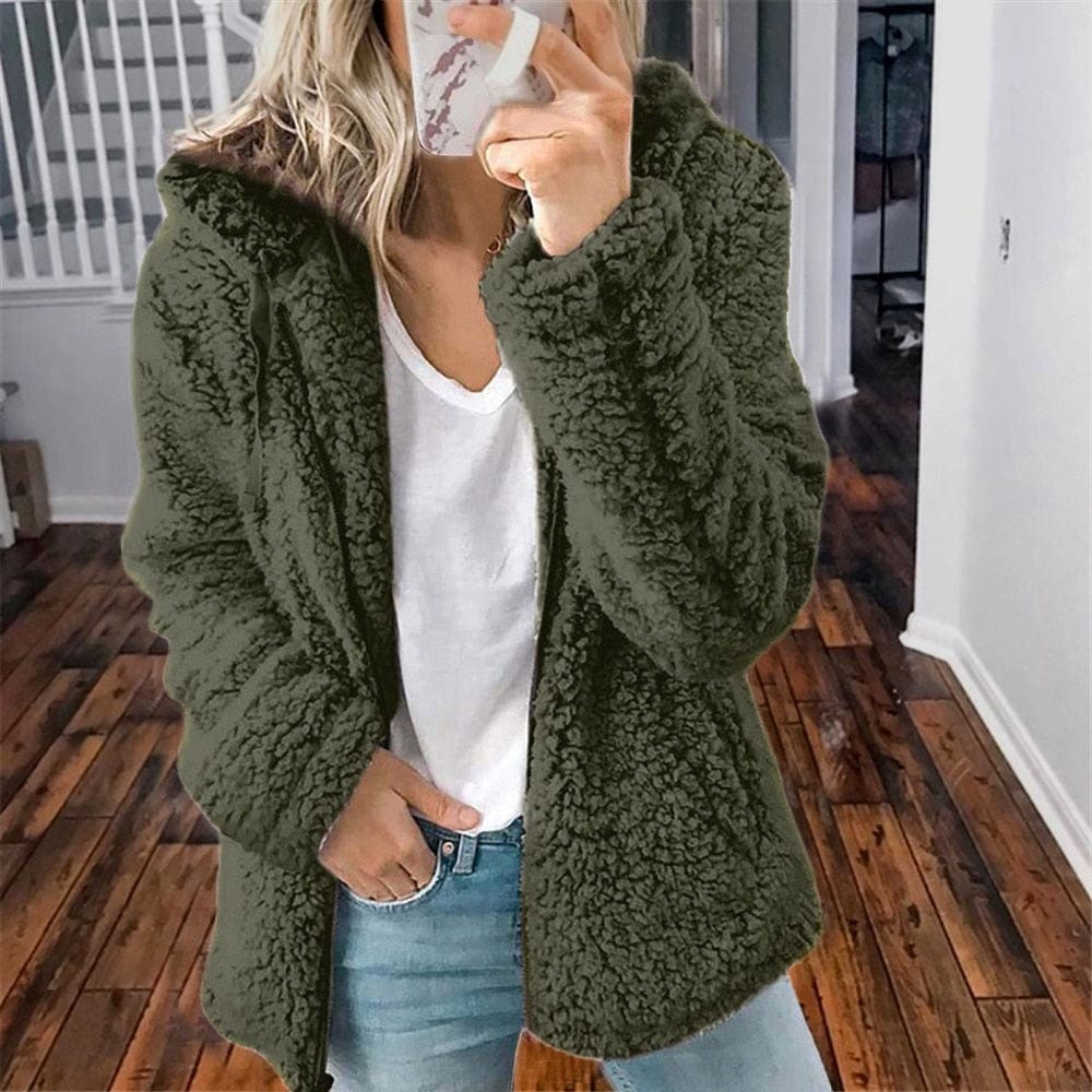 Primadon Strickjacken Grün / S Sofie Damen Cardigan | Weiches Fleece, Winterwarm