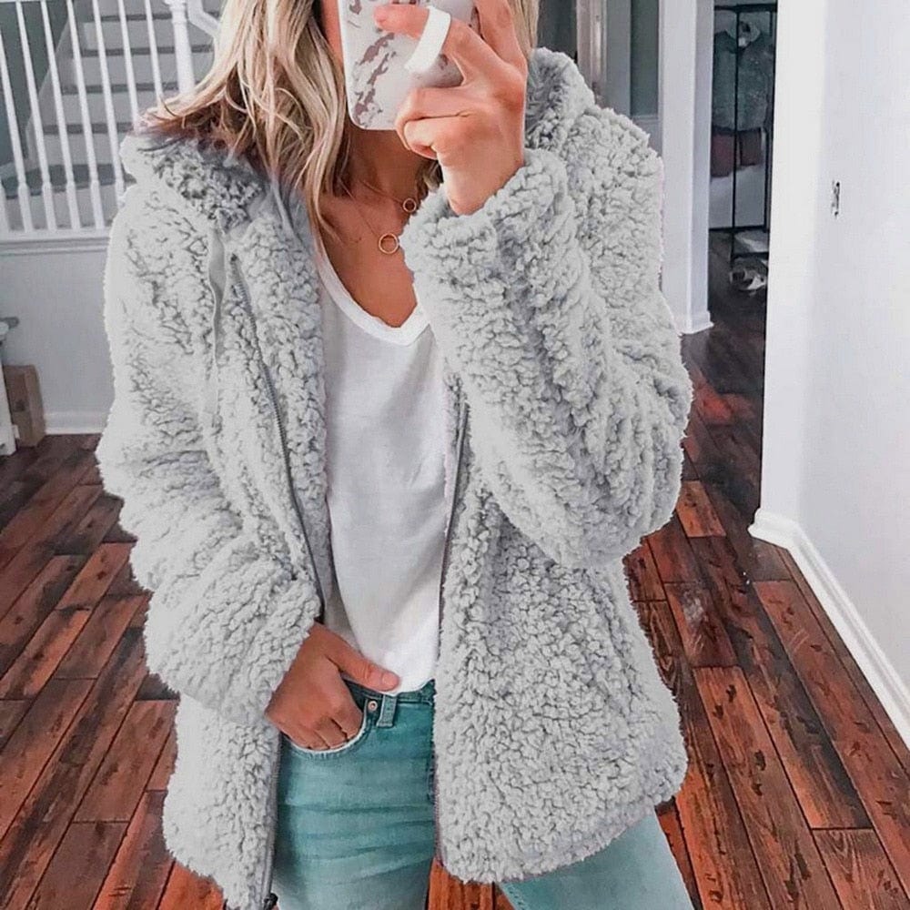 Primadon Strickjacken Hellgrau / S Sofie Damen Cardigan | Weiches Fleece, Winterwarm
