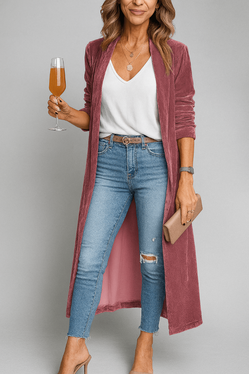 Primadon Strickjacken Lila / S Eleganter Duster-Cardigan für Damen lang weich leicht Frühling Herbst