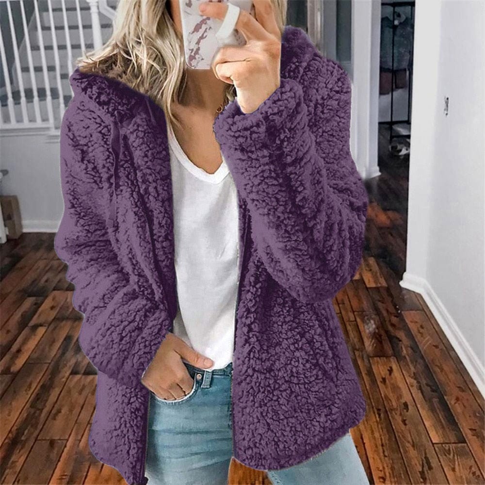 Primadon Strickjacken Lila / S Sofie Damen Cardigan | Weiches Fleece, Winterwarm