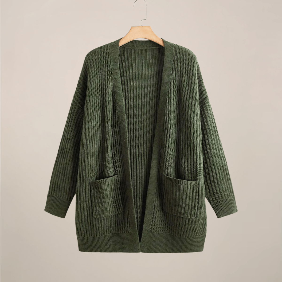 Primadon Strickjacken Olivegrün / S Clara | Lässige Strickjacke Damen Übergröße Atmungsaktiv