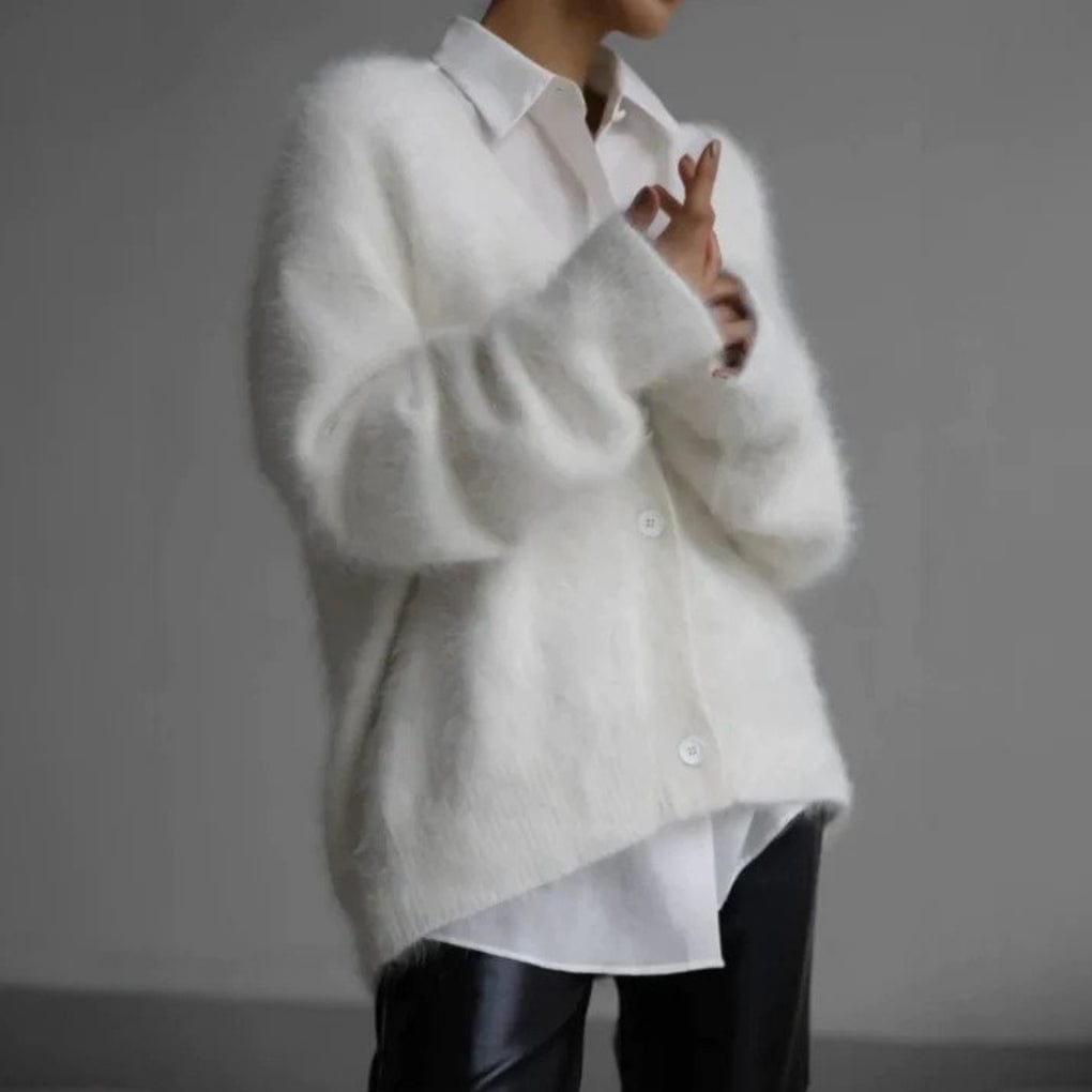 Primadon Strickjacken Weiß / S Eleganter Kaschmir Cardigan für Damen weich zeitlos vielseitig
