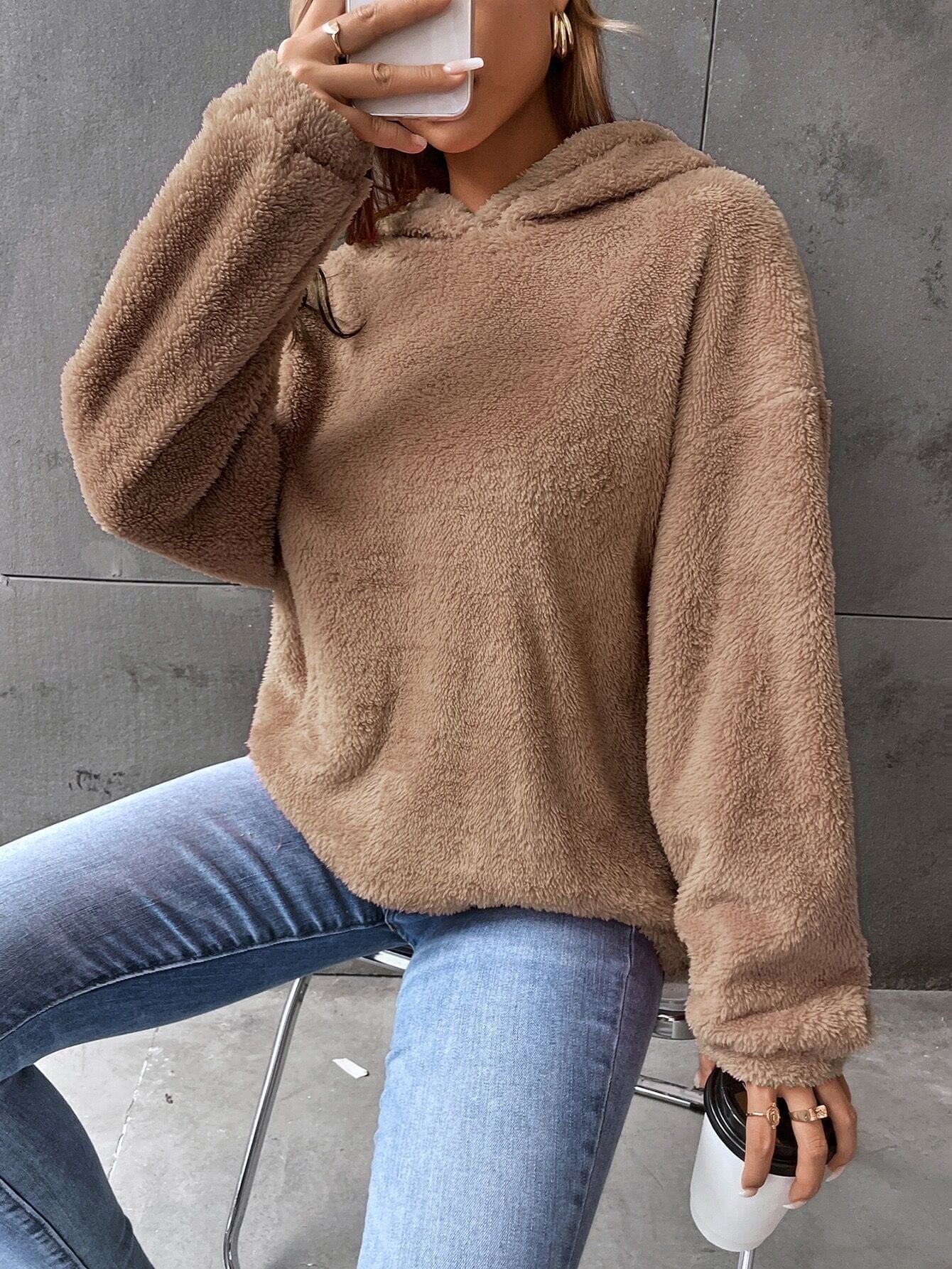 Primadon Sweatshirts Khaki / S Amelie | Weicher Cropped Pullover für Damen Winter