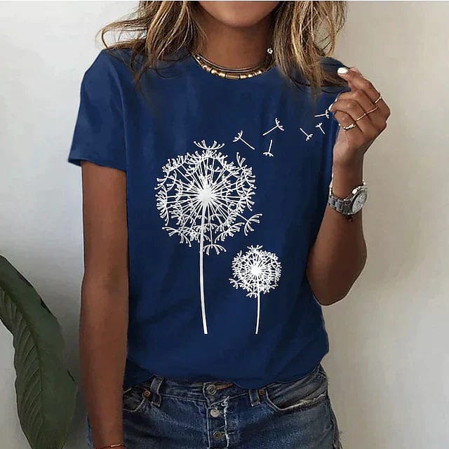 Primadon T-Shirts Blau / S Blume | lässiges T-Shirt für Damen sommer