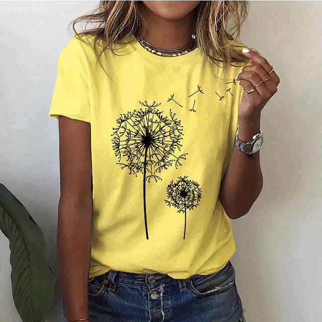 Primadon T-Shirts Gelb / S Blume | lässiges T-Shirt für Damen sommer