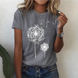 Primadon T-Shirts Grau / S Blume | lässiges T-Shirt für Damen sommer