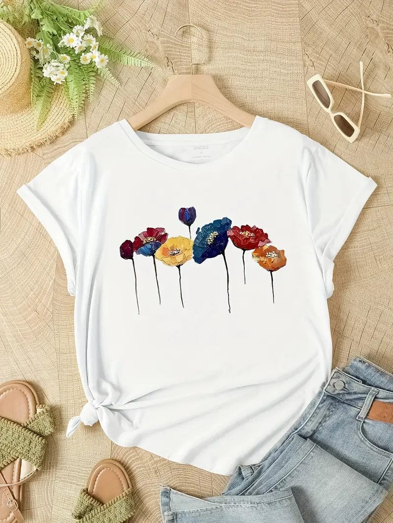 Primadon T-Shirts Livia | lockeres T-Shirt für Damen Blumenprint