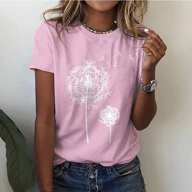 Primadon T-Shirts Rosa / S Blume | lässiges T-Shirt für Damen sommer