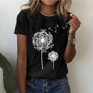 Primadon T-Shirts Schwarz / S Blume | lässiges T-Shirt für Damen sommer