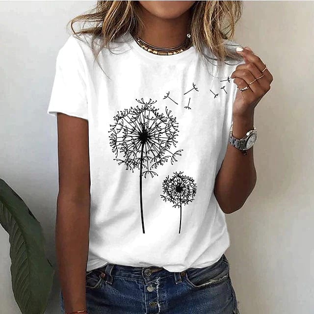 Primadon T-Shirts Weiß / S Blume | lässiges T-Shirt für Damen sommer