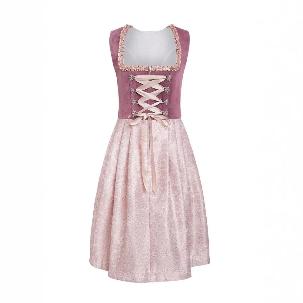 Primadon Traditionelle Kleider Altrosa / S Flora | Elegantes Dirndl für Damen Oktoberfest Trachtenmode