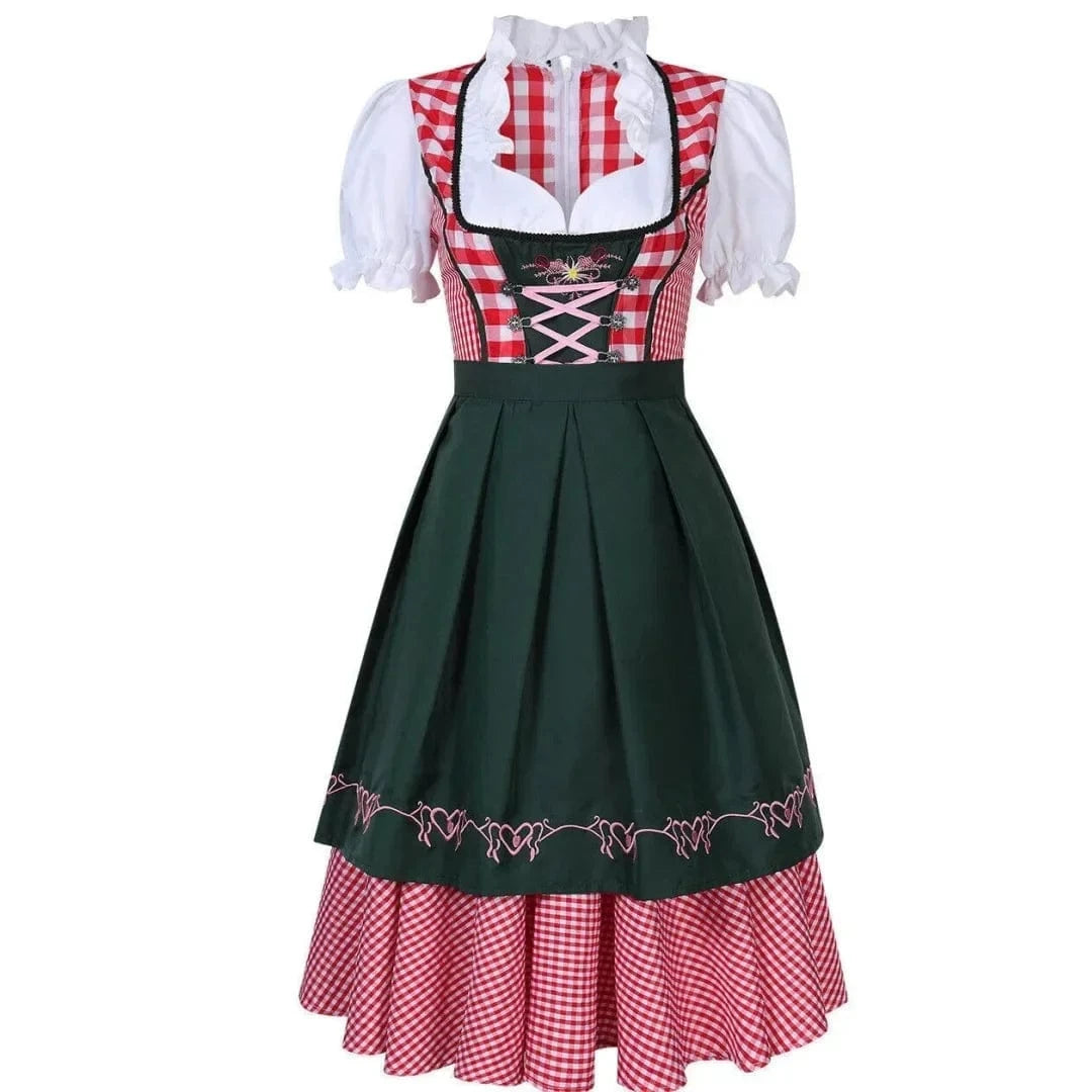 Primadon Traditionelle Kleider Amelie | Elegantes Karomuster Dirndl für Damen Oktoberfest
