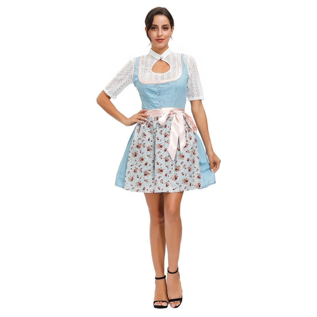 Primadon Traditionelle Kleider Blau / M Alexandra | Elegantes Dirndl für Damen Oktoberfest