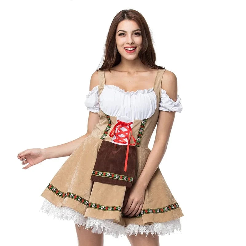 Primadon Traditionelle Kleider Clara | Elegantes Dirndl für Damen Oktoberfest Baumwolle