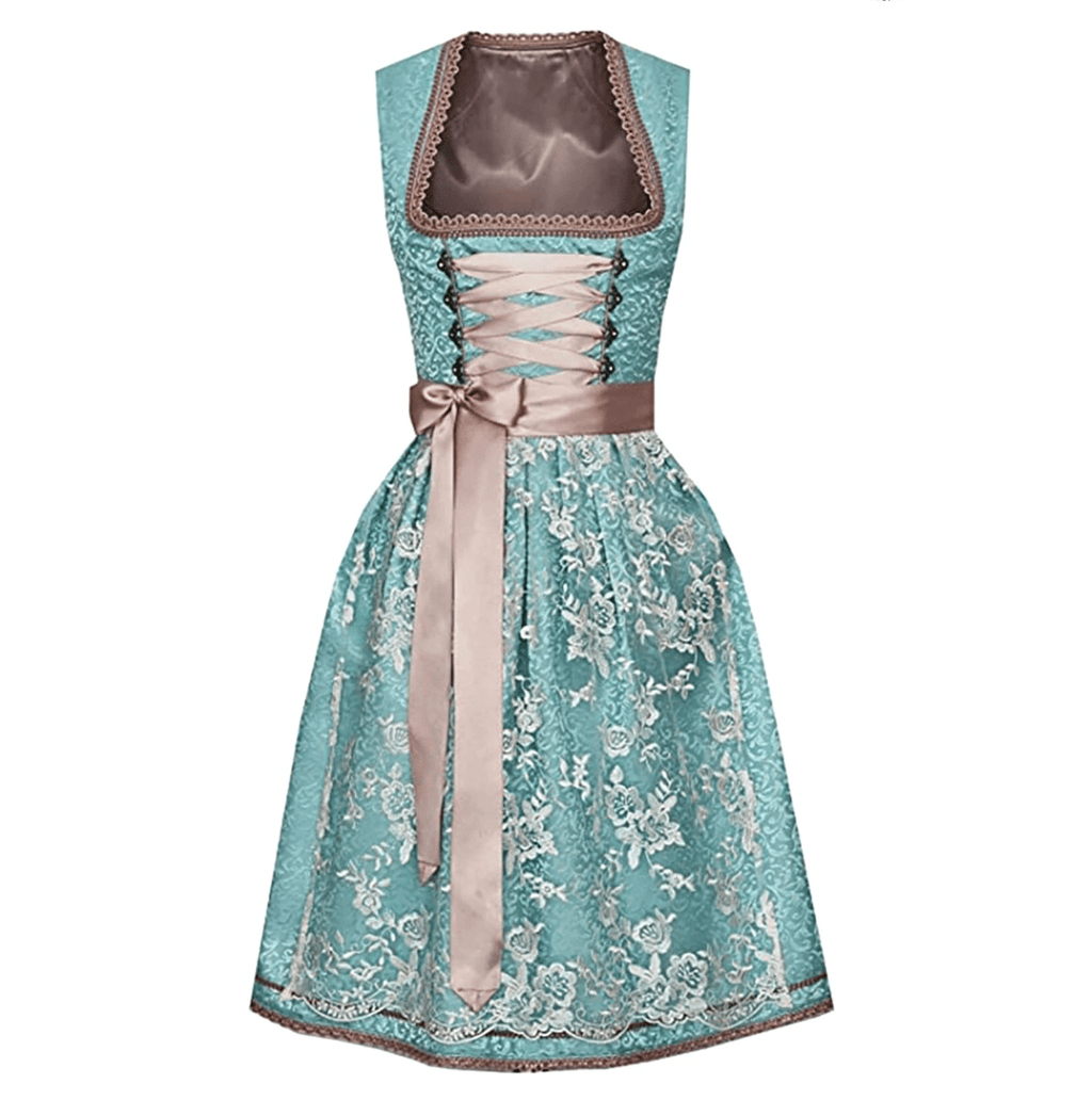 Primadon Traditionelle Kleider Türkis-Rosé / XS Mia | Elegante Trachtenbluse für Damen mit Schürze