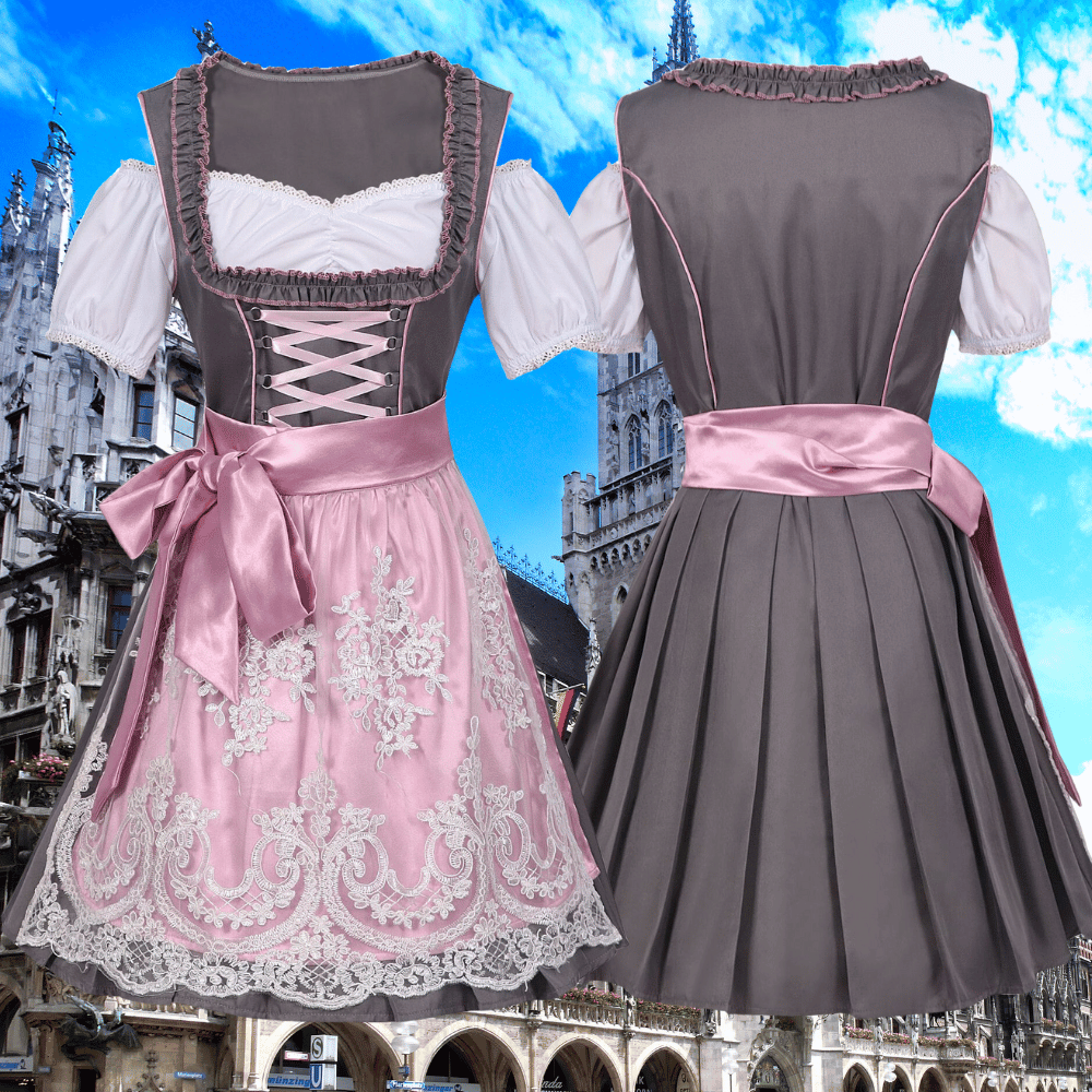 Primadon Traditionelle Kleider XS Sina | Elegante Trachtenbluse für Damen mit Schürze