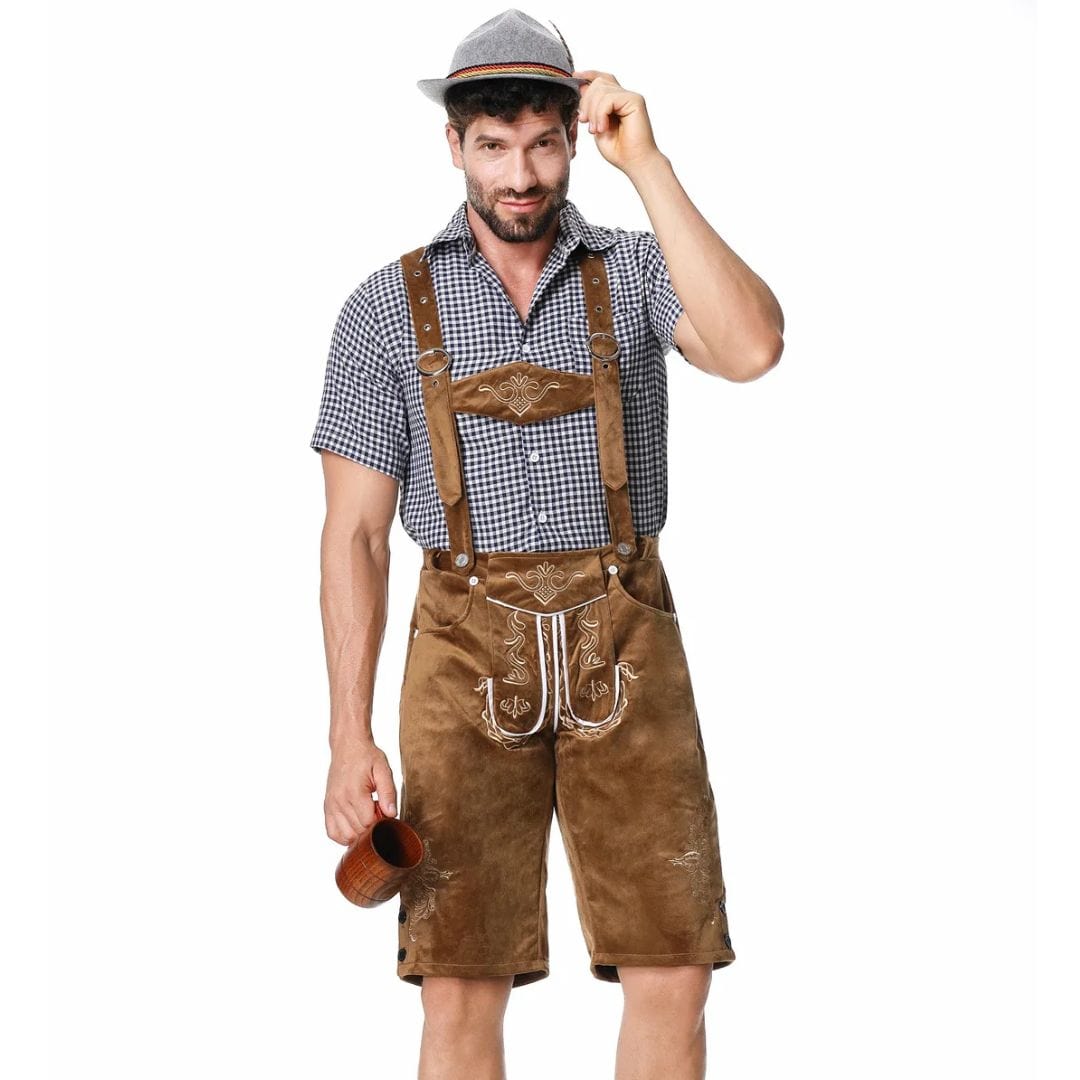 Primadon Traditionelle Kleidung Carlos | Traditionelle Lederhose für Herren Oktoberfest