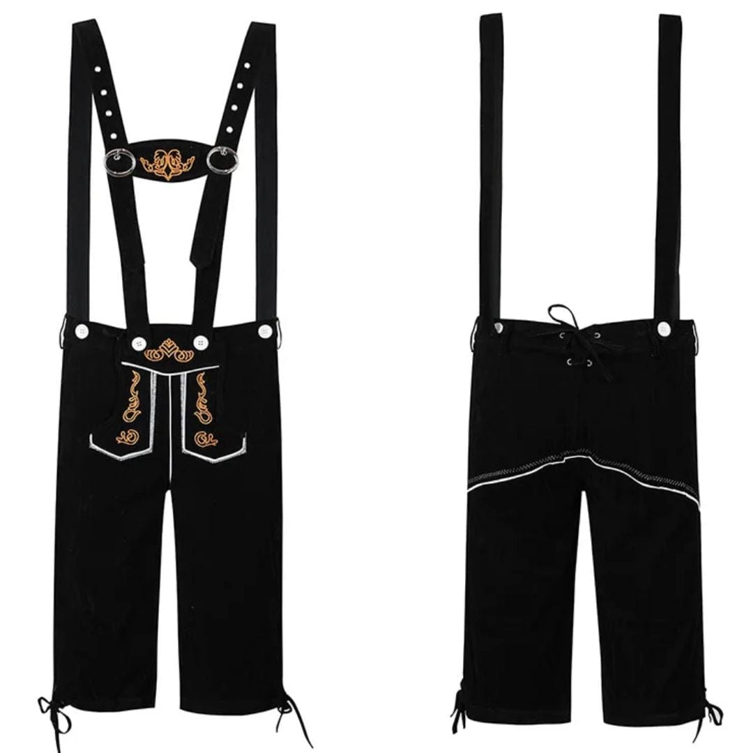 Primadon Traditionelle Kostüme Schwarz / S Vincent | Authentische Lederhose für Herren Oktoberfest