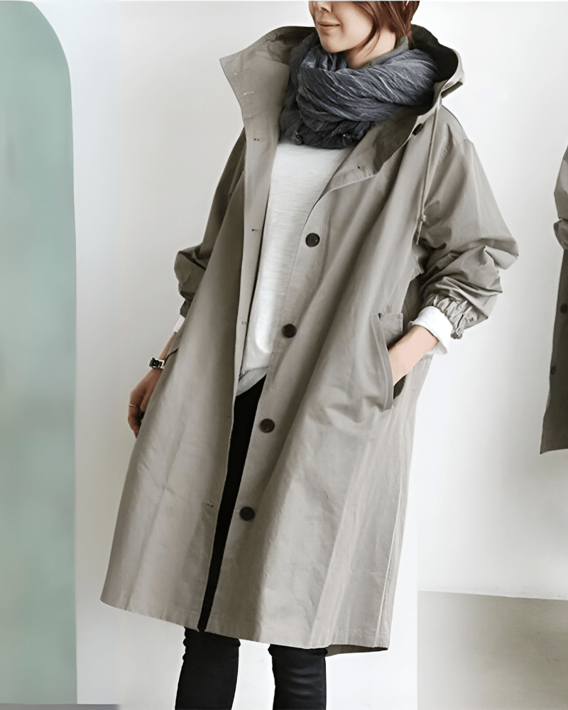 Primadon Trenchcoats Aprikose / XS Eleganter Trenchcoat für Damen mit Kapuze warm Polyester Herbst Winter