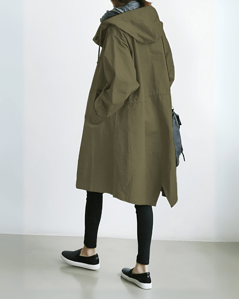 Primadon Trenchcoats Armeegrün / XS Eleganter Trenchcoat für Damen mit Kapuze warm Polyester Herbst Winter